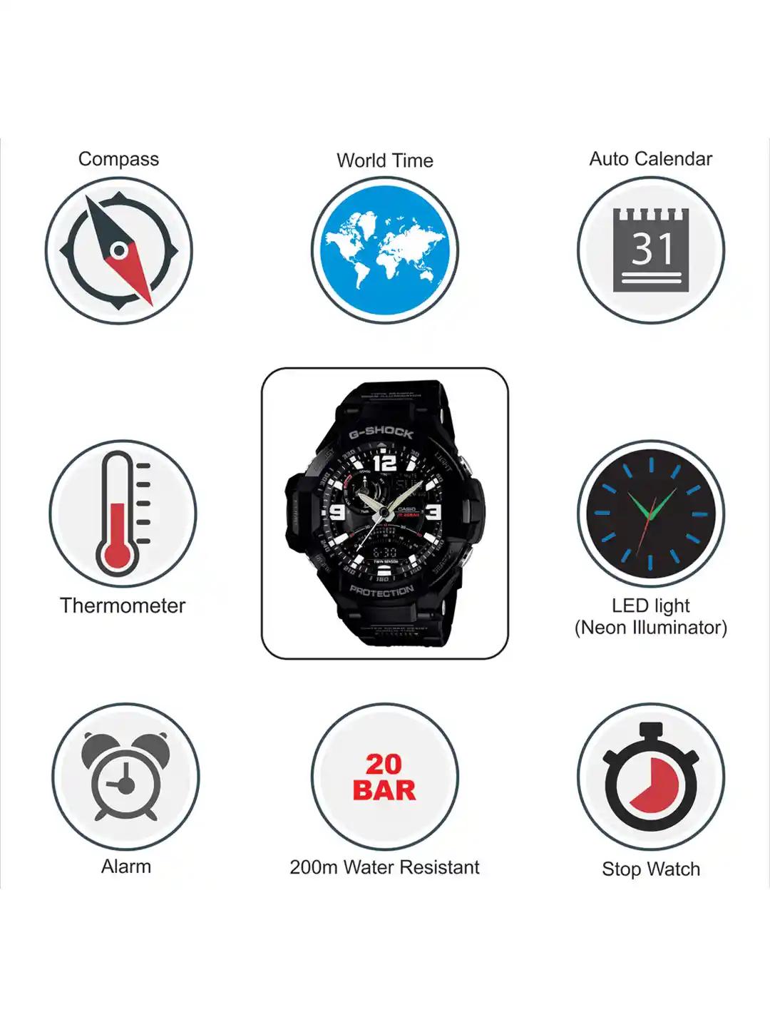 Buy Casio G-Shock Men Black Analogue-Digital Watches (G444) GA