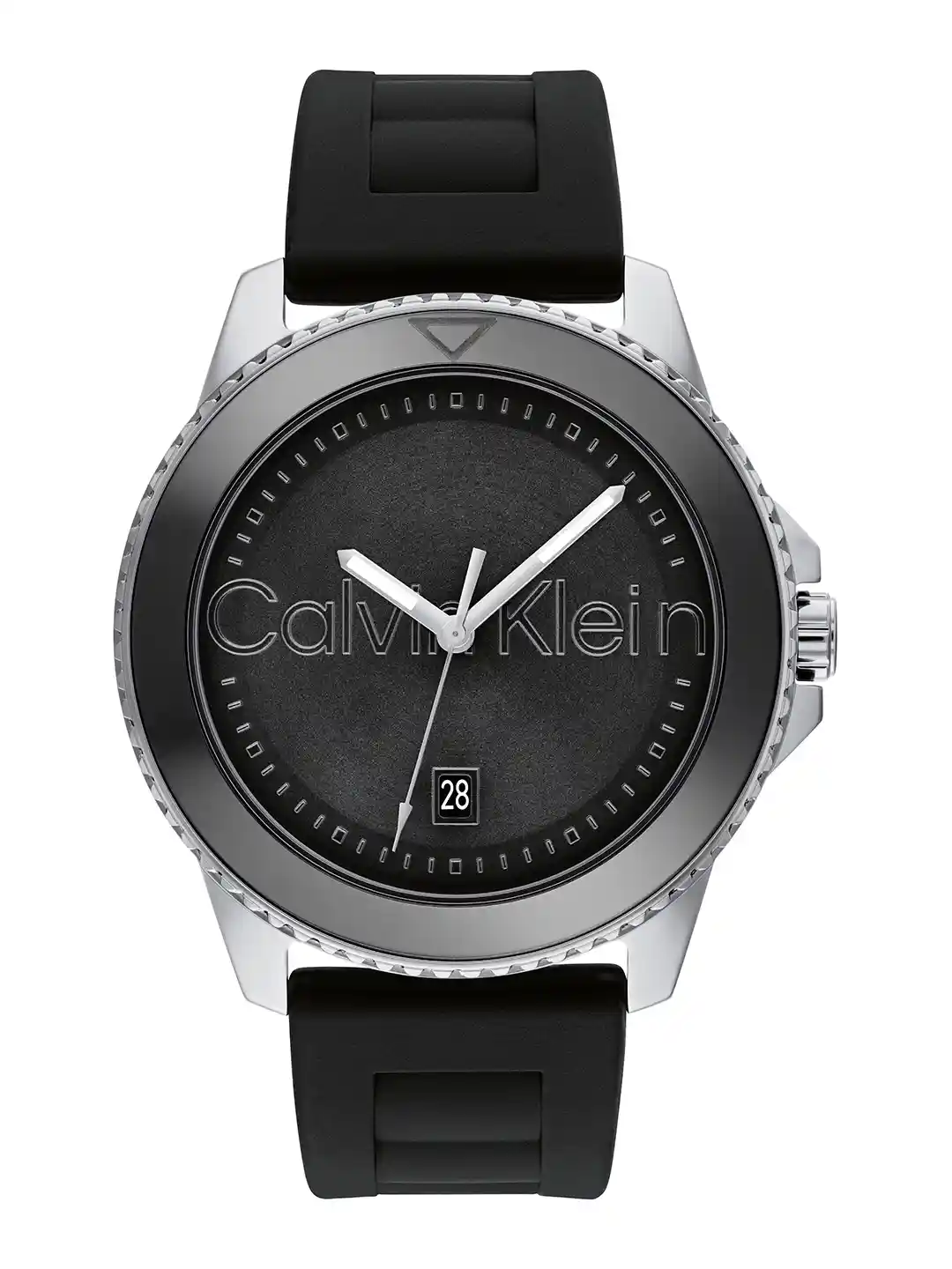Calvin Klein Men Aqueous Brand Logo Textured Dial Textured Strap Analogue  Watch 25200386
