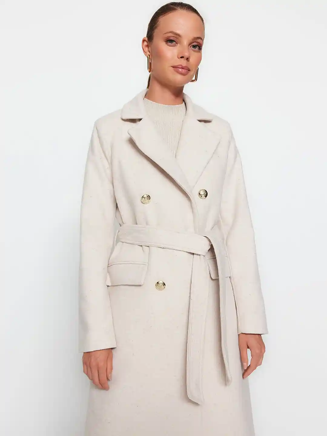 Trendyol Notched Lapel Longline Trench Coat