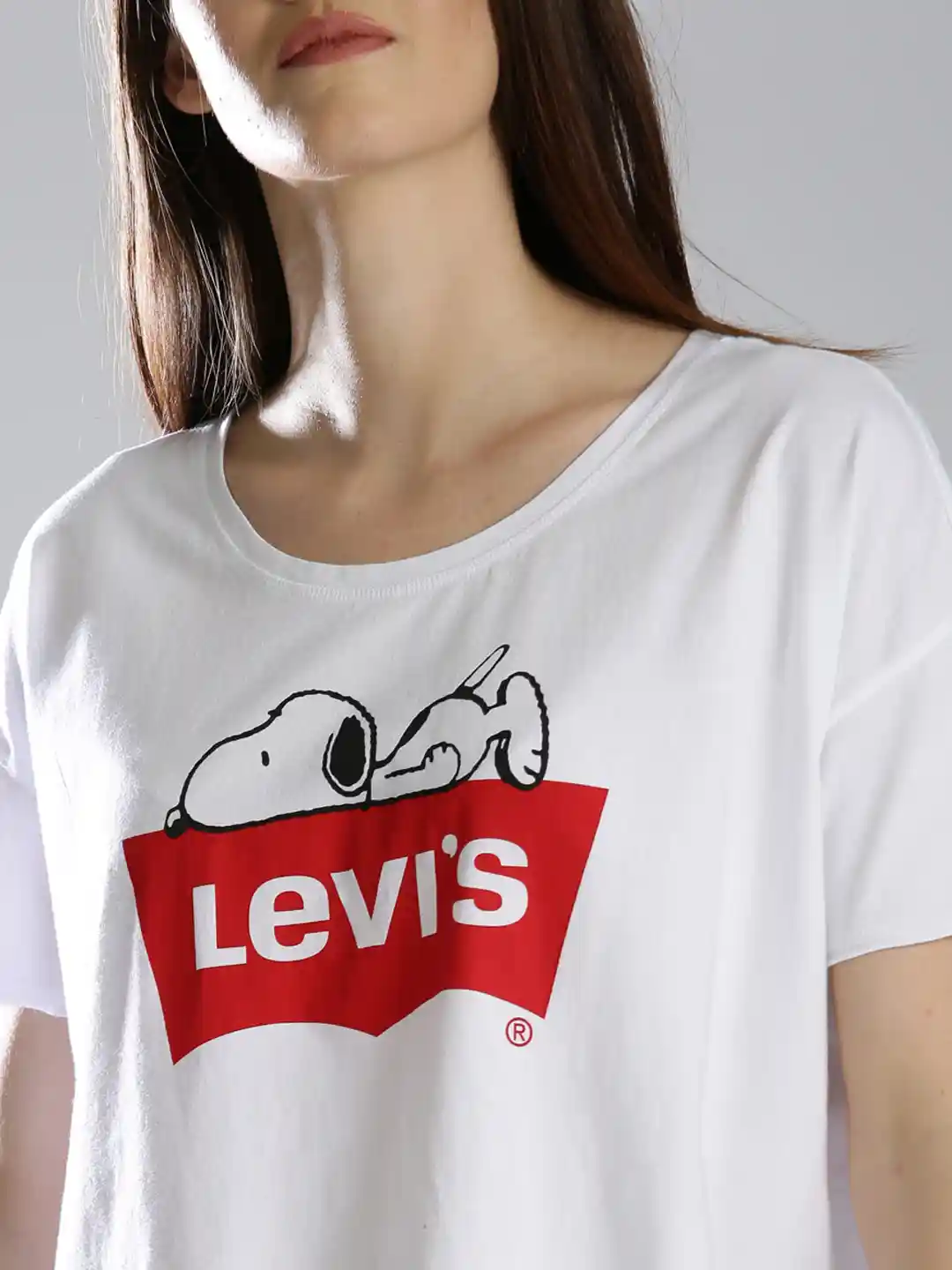 Buy Levis Women White Printed Crop Pure Cotton T-shirt Tshirts