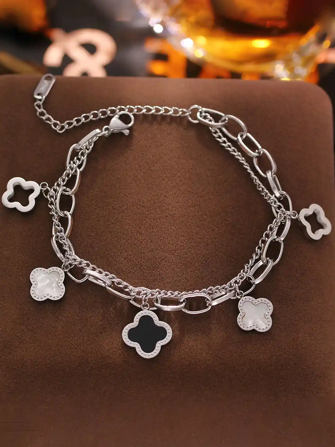 Myntra Silver Plated Charm Bracelet Buy Shining Diva Fashion