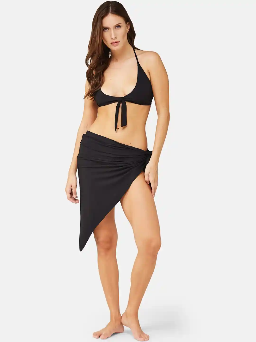 Buy SECRETS BY ZEROKAATA Ribbed Swimwear Bikini Set with Sarong