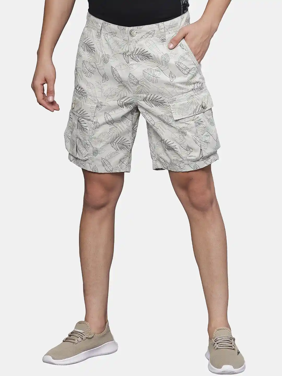 Buy t-base Men Tropical Printed Cotton Cargo Shorts Shorts for