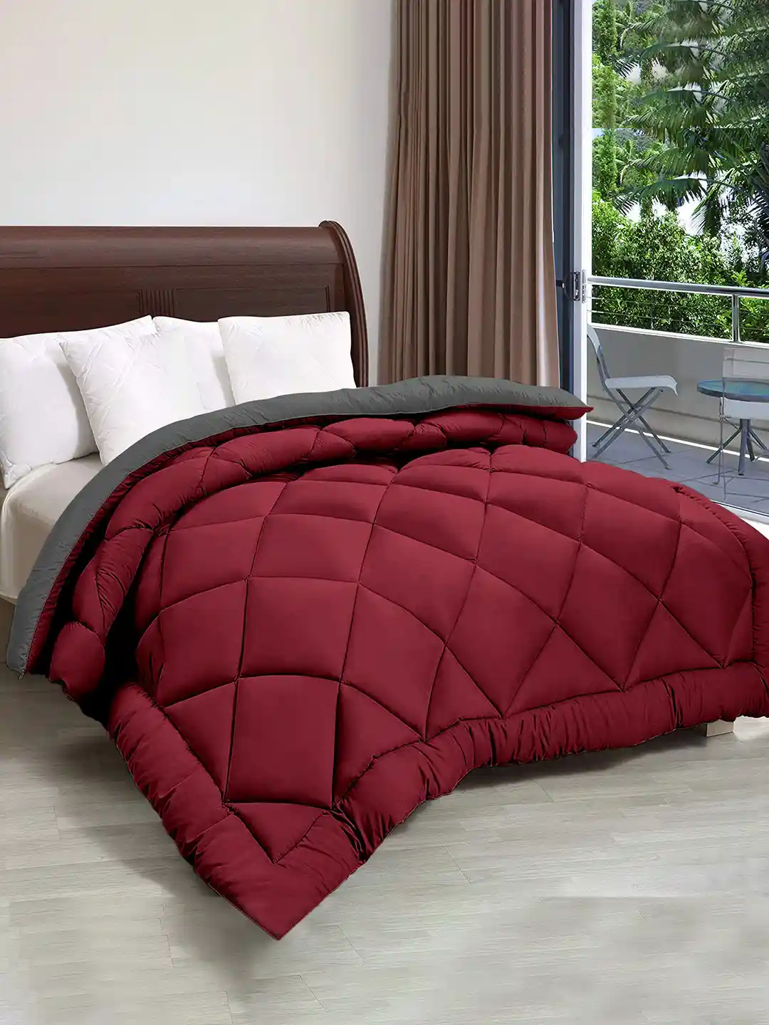 Buy Cloth Fusion Grey Maroon Microfiber Reversible Heavy Winter