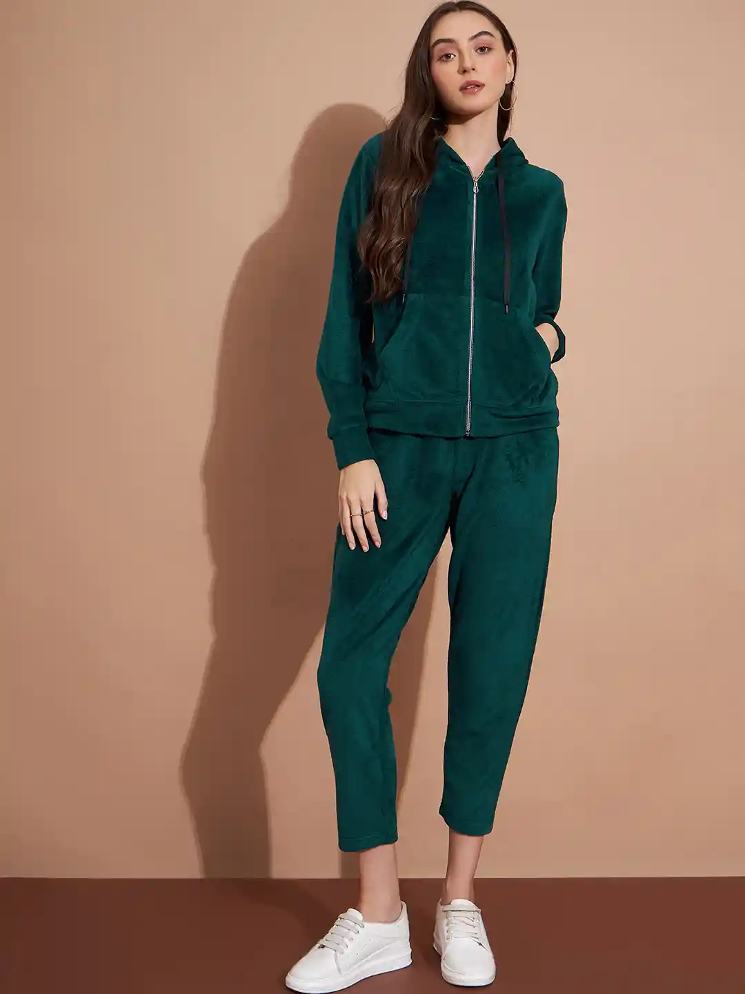 Buy DressBerry Hodded Velvet Tracksuit Tracksuits for Women