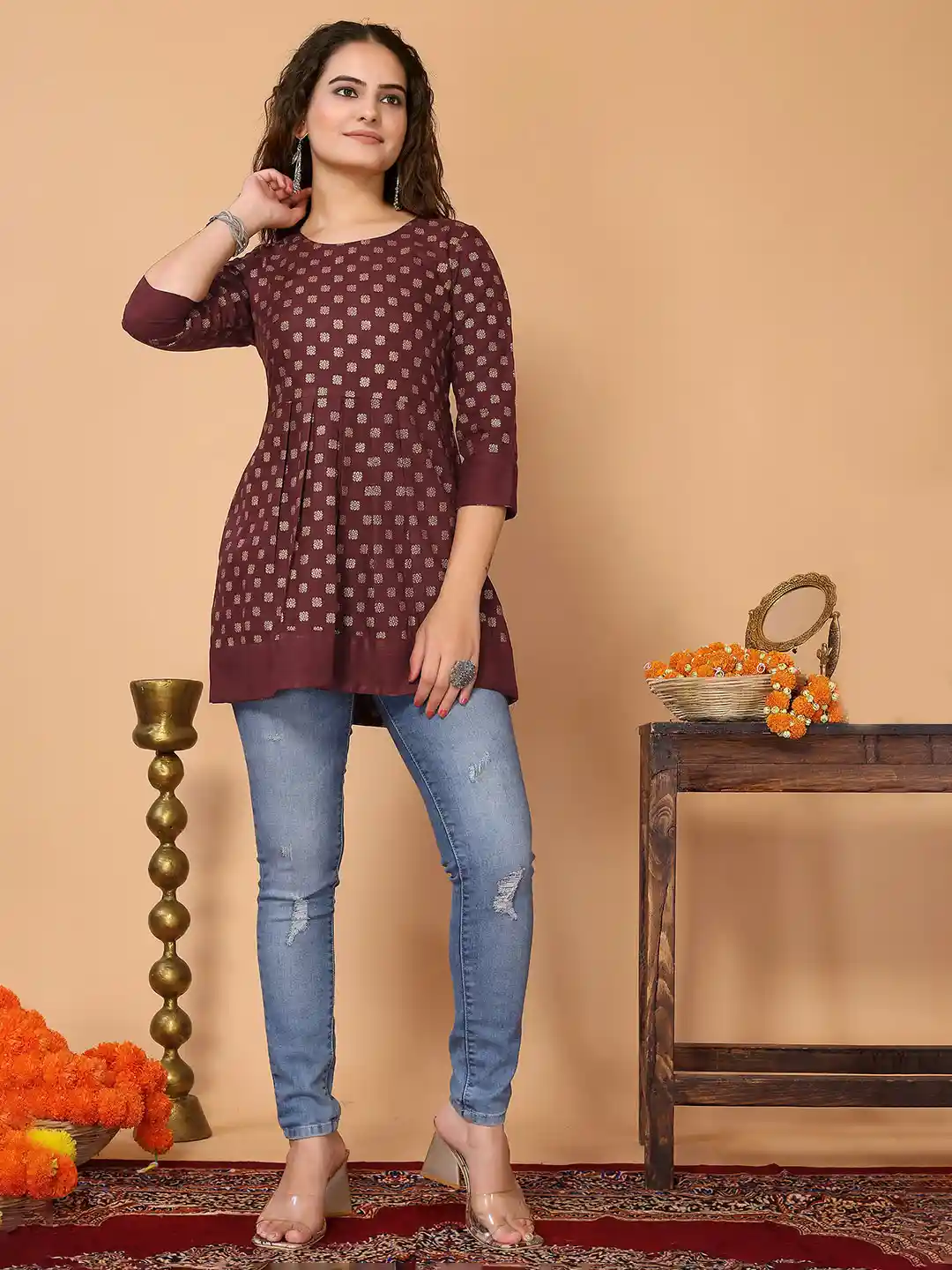 Printed Kurti A Line Short Kurtis Fabindia Blue Cotton Printed A