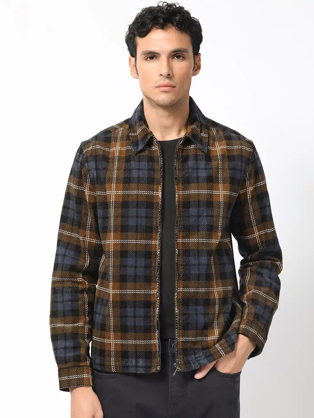 Buy RARE RABBIT Men Marino Checked Cotton Tailored Shacket