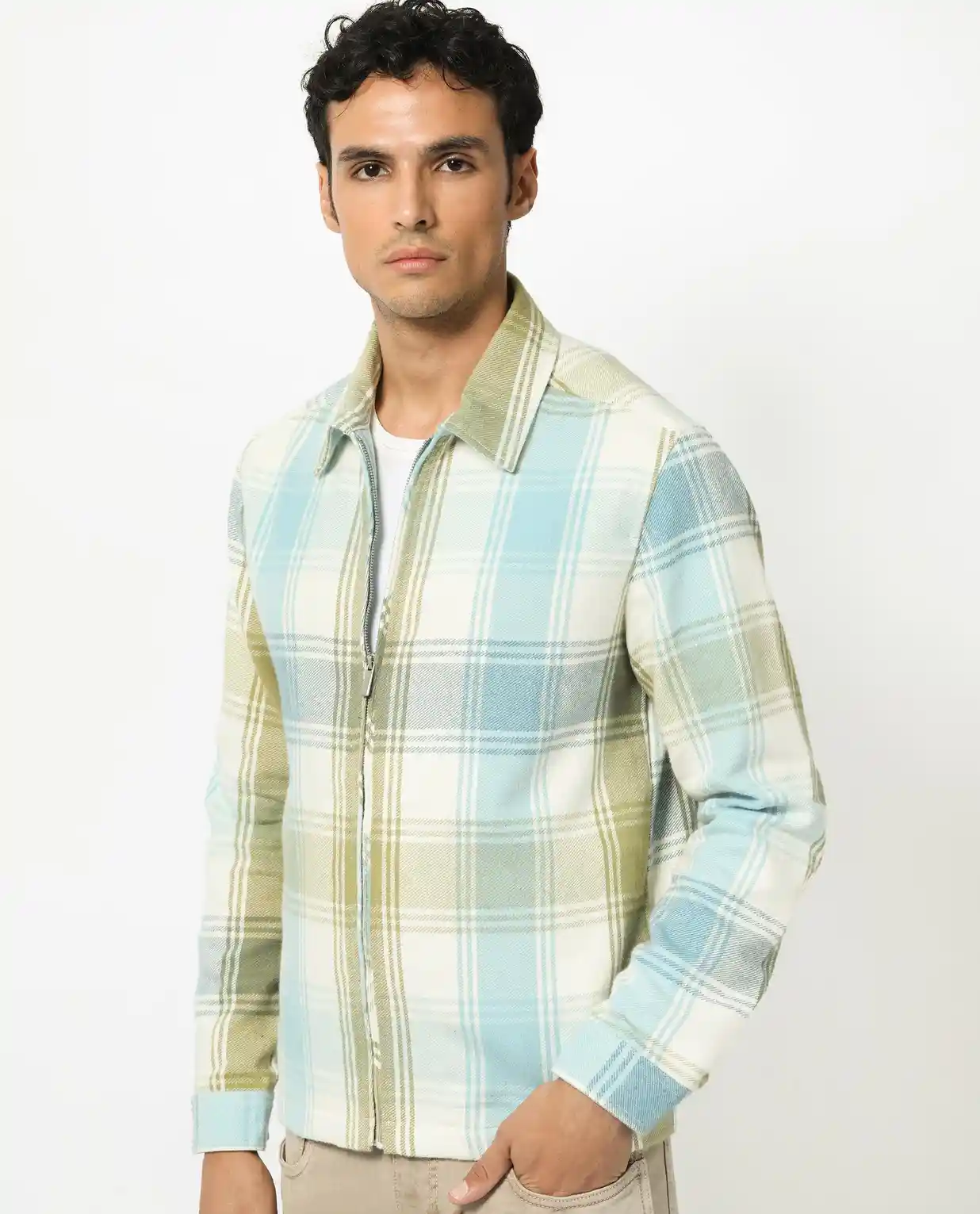 Buy RARE RABBIT Men Rizo Checks Cotton Tailored Shacket Jackets