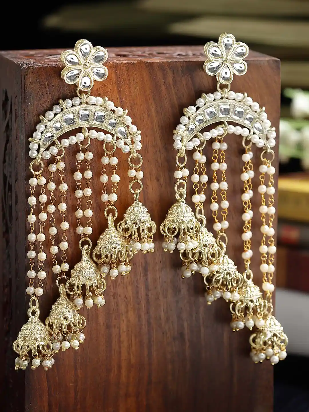 Buy KARATCART Gold-Plated Contemporary Jhumkas Earrings Earrings