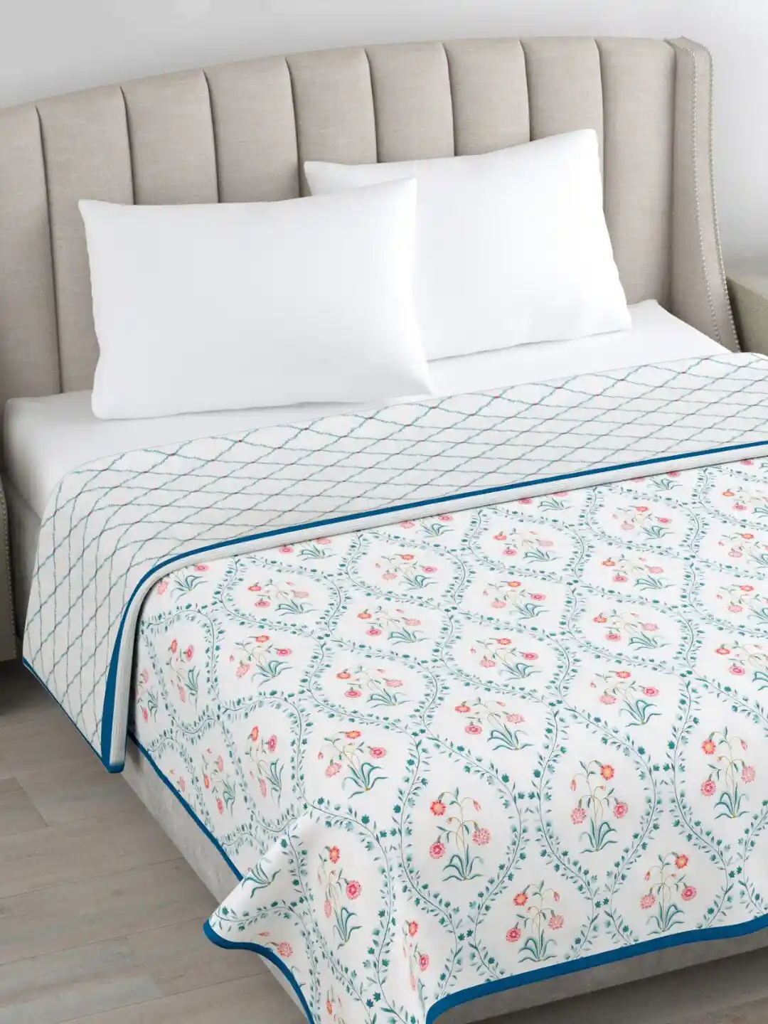 Buy haus kinder Blue White Floral Cotton AC Room 300 GSM