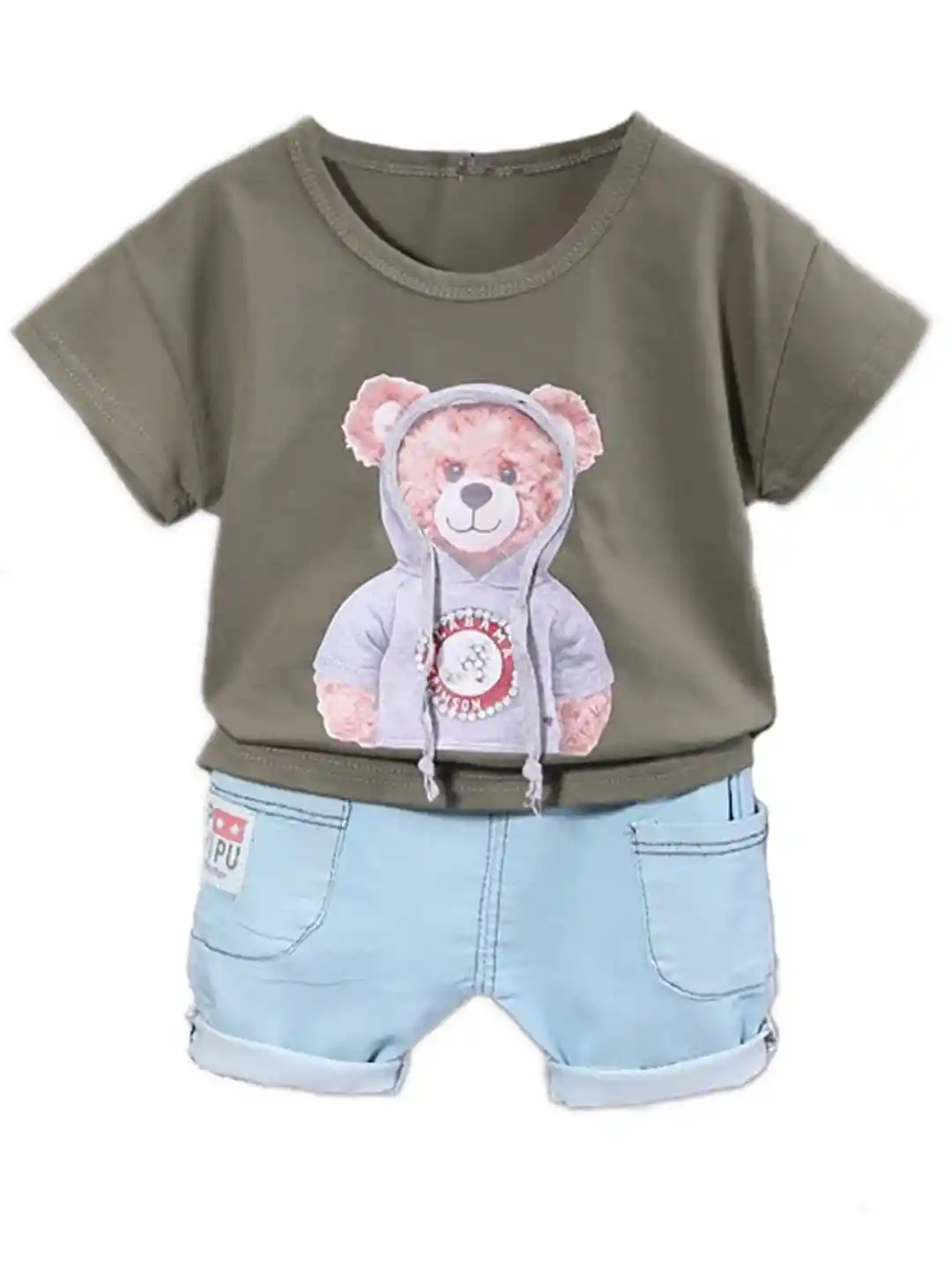 Bold N Elegant Kids Teddy Bear Printed Pure Cotton T-shirt with Shorts