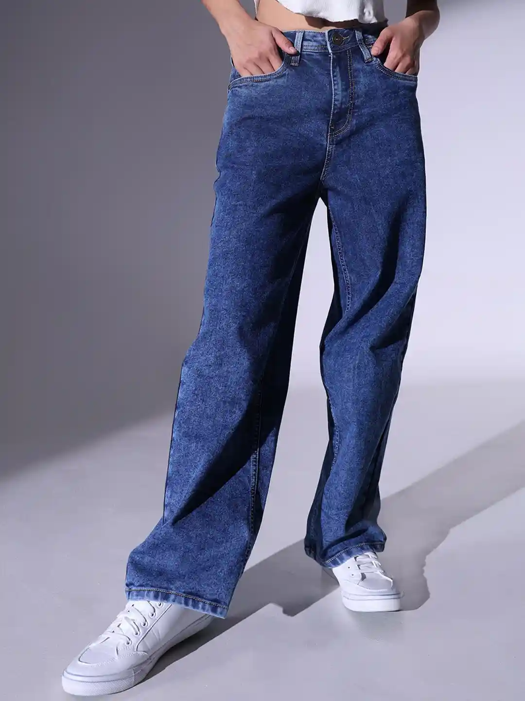 Buy Hubberholme Women Relaxed Fit High-Rise Clean Look Heavy Fade