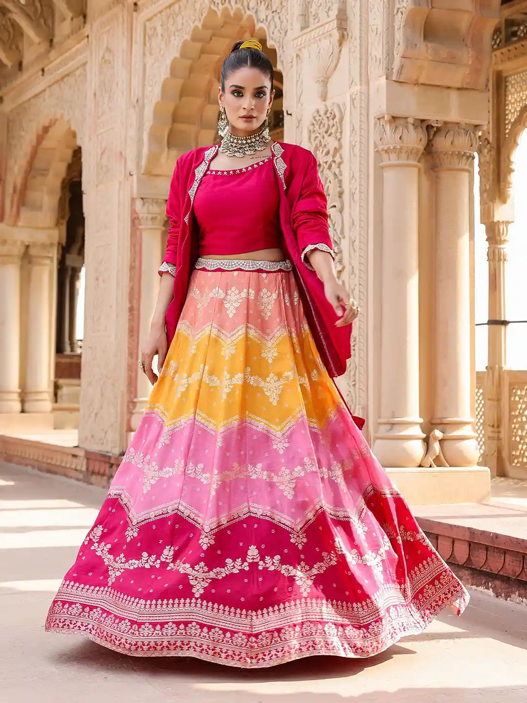 Lehenga Choli Jacket Style Blouse Design For Lehenga SCAKHI Woven
