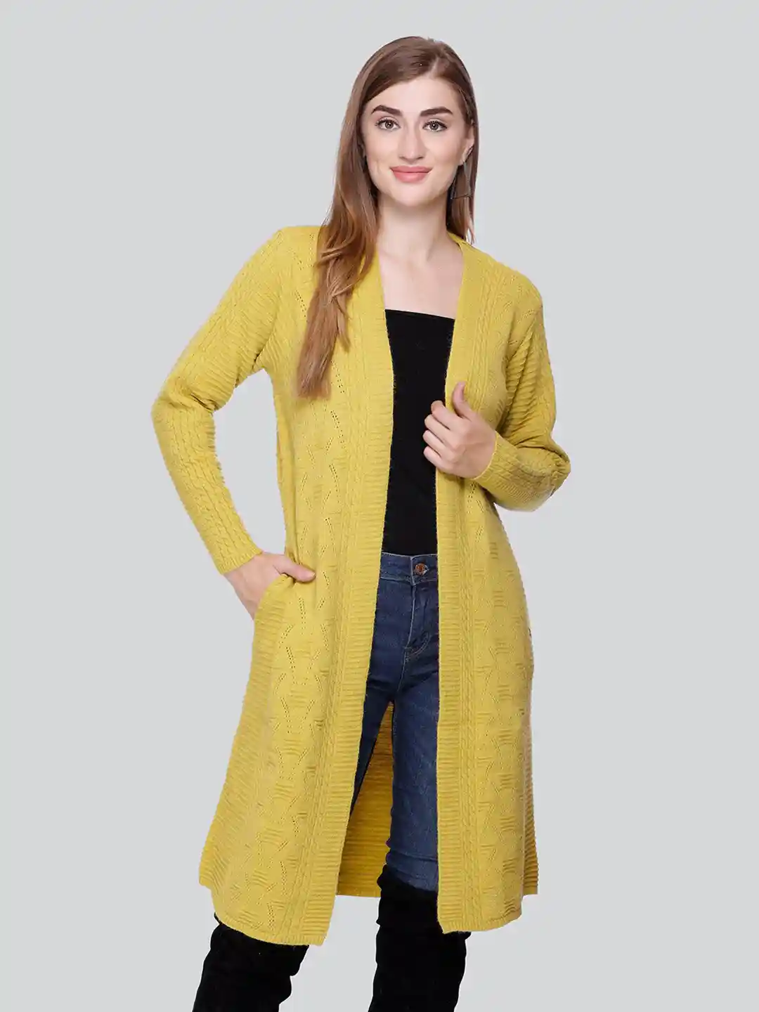 Buy Winter Wonders Open Knit Woollen Longline Cardigan Sweaters