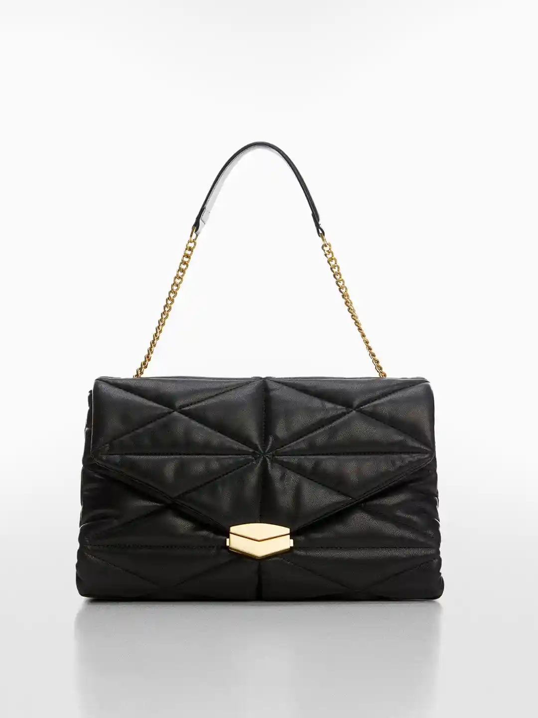 Quilted Shoulder Mango Black Quilted Bag Mango Black With Gold