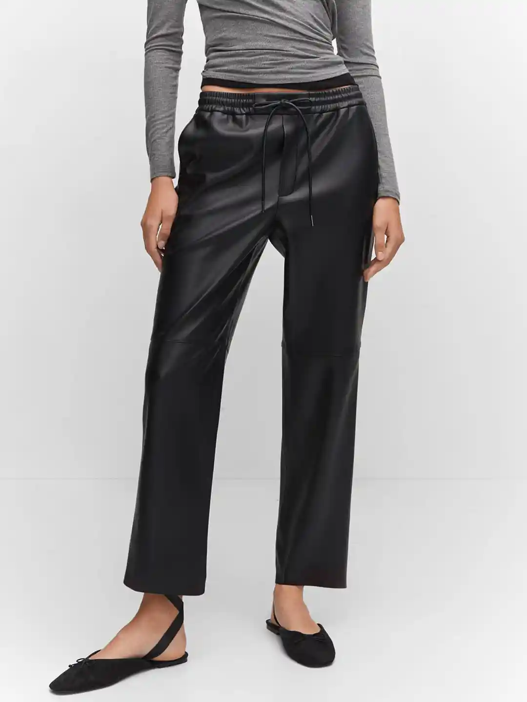 Buy MANGO Women Faux Leather Trousers Trousers for Women