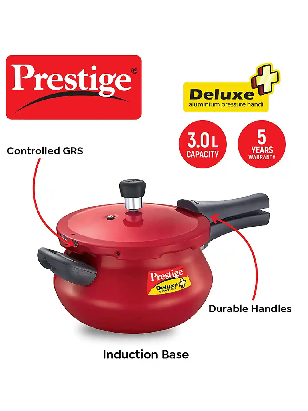 Buy Prestige Deluxe Plus Red Aluminium Induction Base Outer Lid