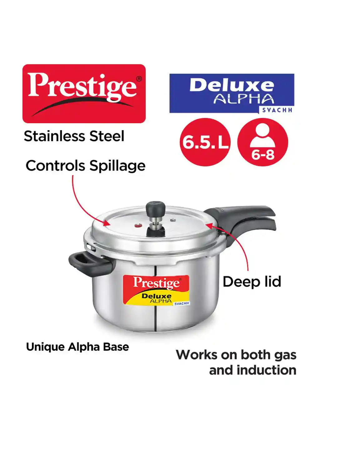 Buy Prestige Deluxe Alpha Svachh Silver Stainless Steel Spillage