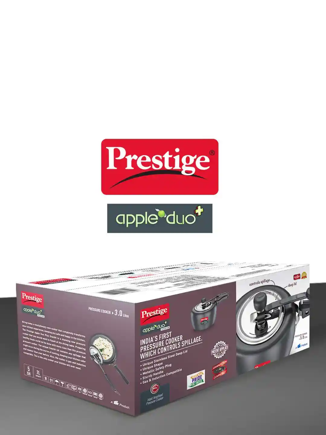 Buy Prestige Apple Duo Black Ceramic Spillage Control Induction - Main Image