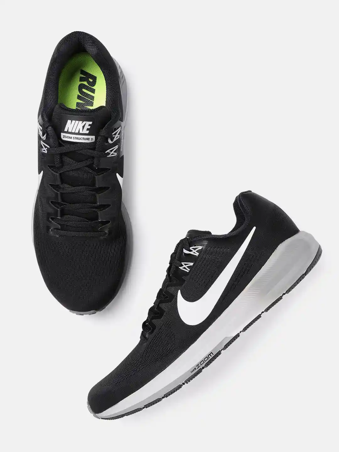 Buy Nike Men Black Solid Air Zoom Structure 21 Running Shoes