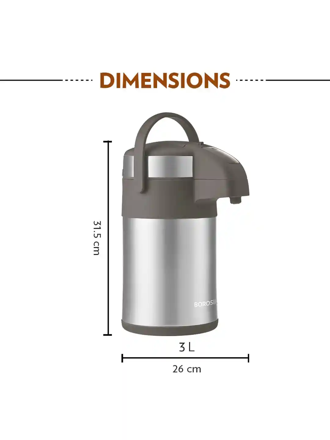 Buy BOROSIL Airpot Grey Vacuum Insulated Beverage Dispenser With