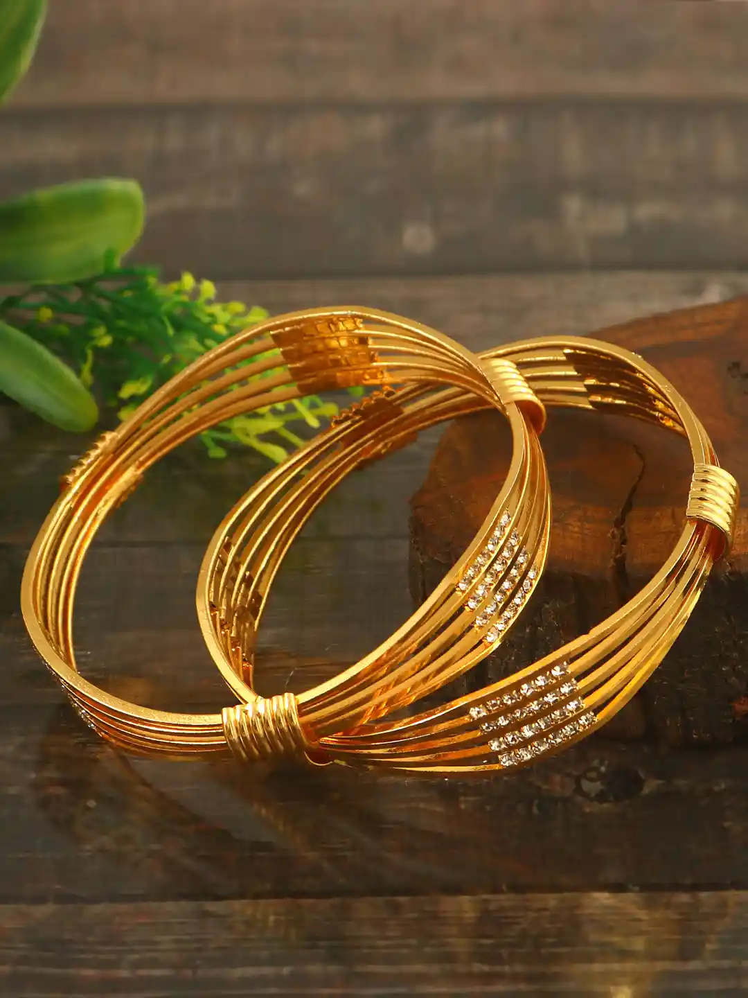 New Fashion Bangles Gold Jewar Mandi Set Of Gold-Plated Ad Cz