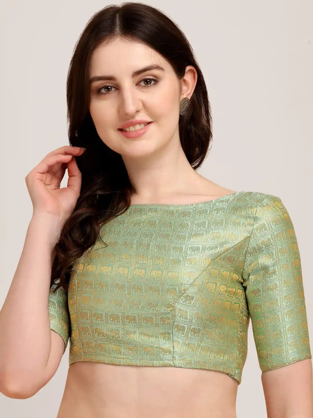 Buy Oomph! Woven Design Boat Neck Short Sleeve Art Silk Saree