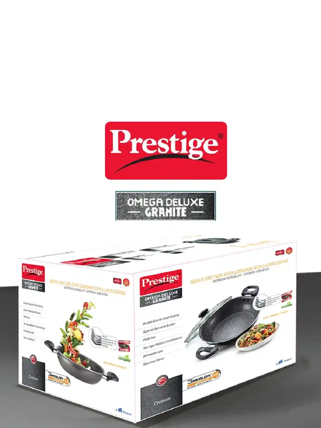 Buy Prestige Omega Deluxe Black Granite Non-Stick Kadai With Lid