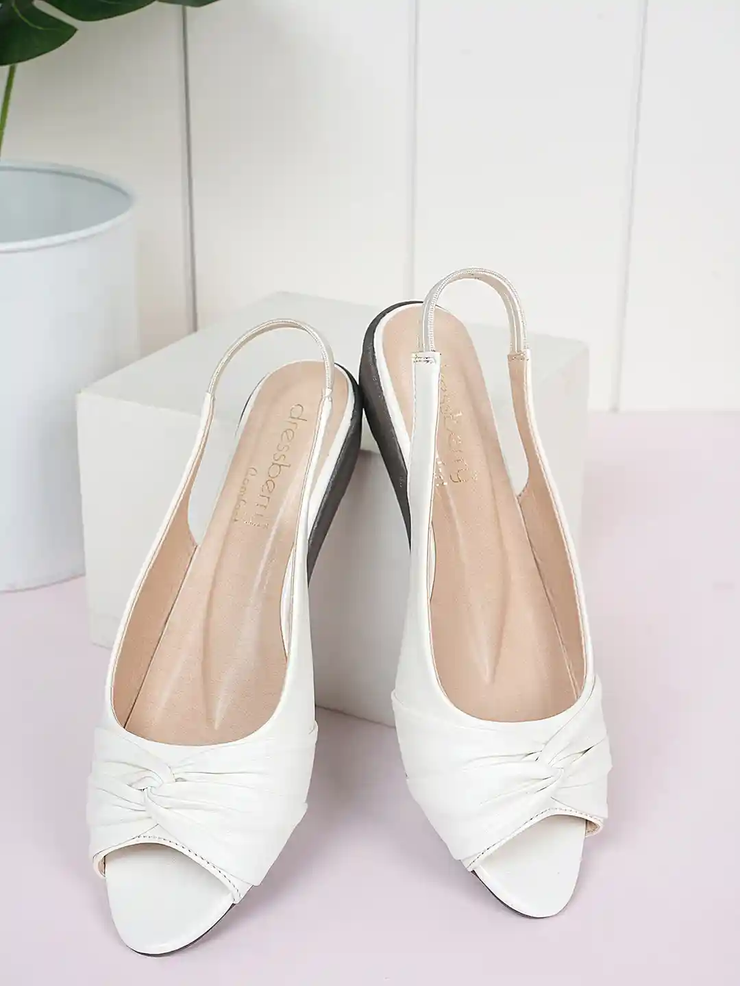 Buy DressBerry White Peep Toe Wedge Heel Pumps Heels for Women