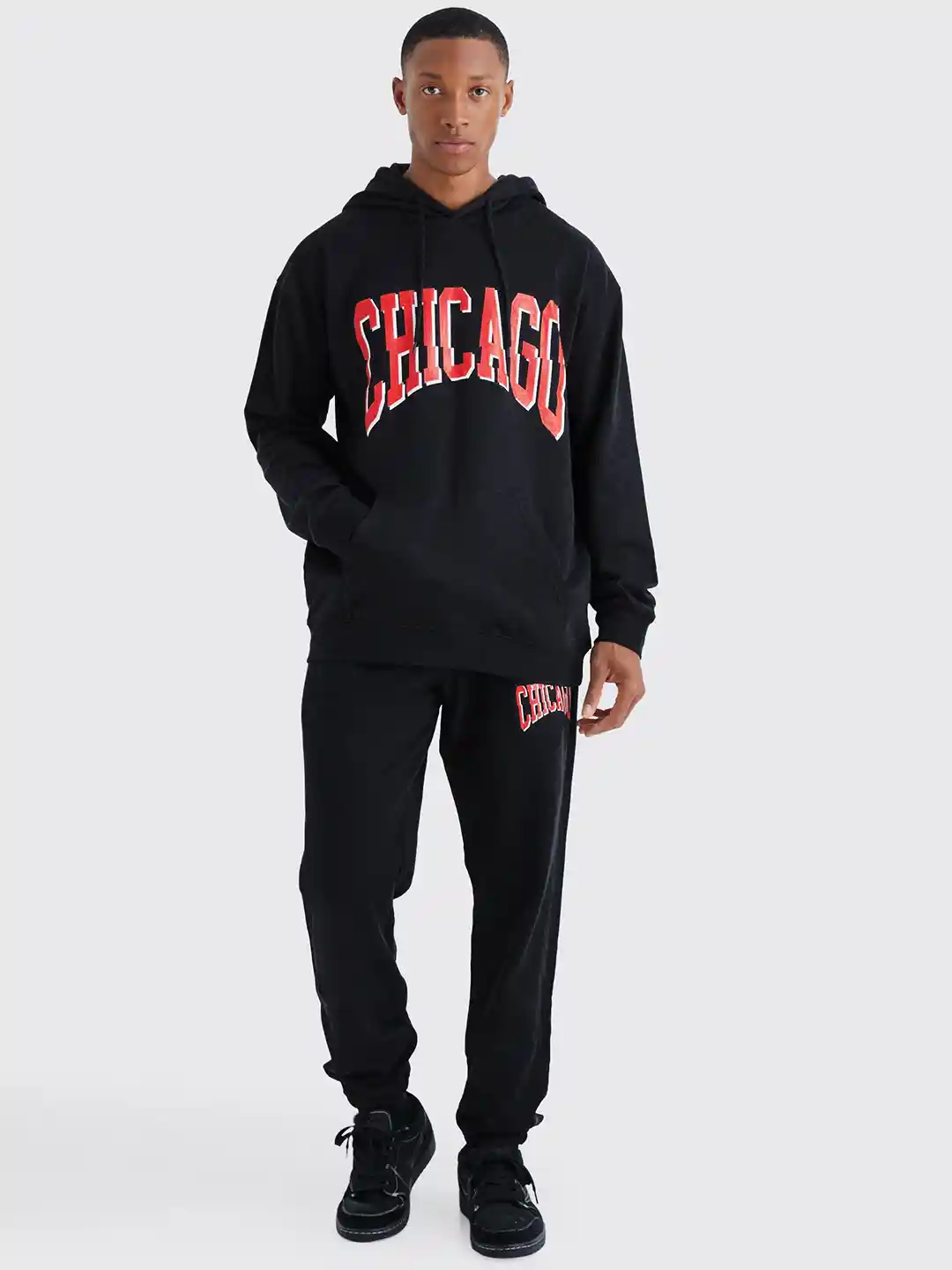 Light Blue Mens Tracksuits Boohooman Oversized Graffiti Paint