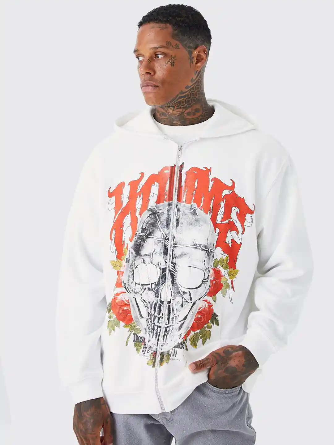 Buy boohooMAN Graphic Printed Hooded Sweatshirt With Kangaroo