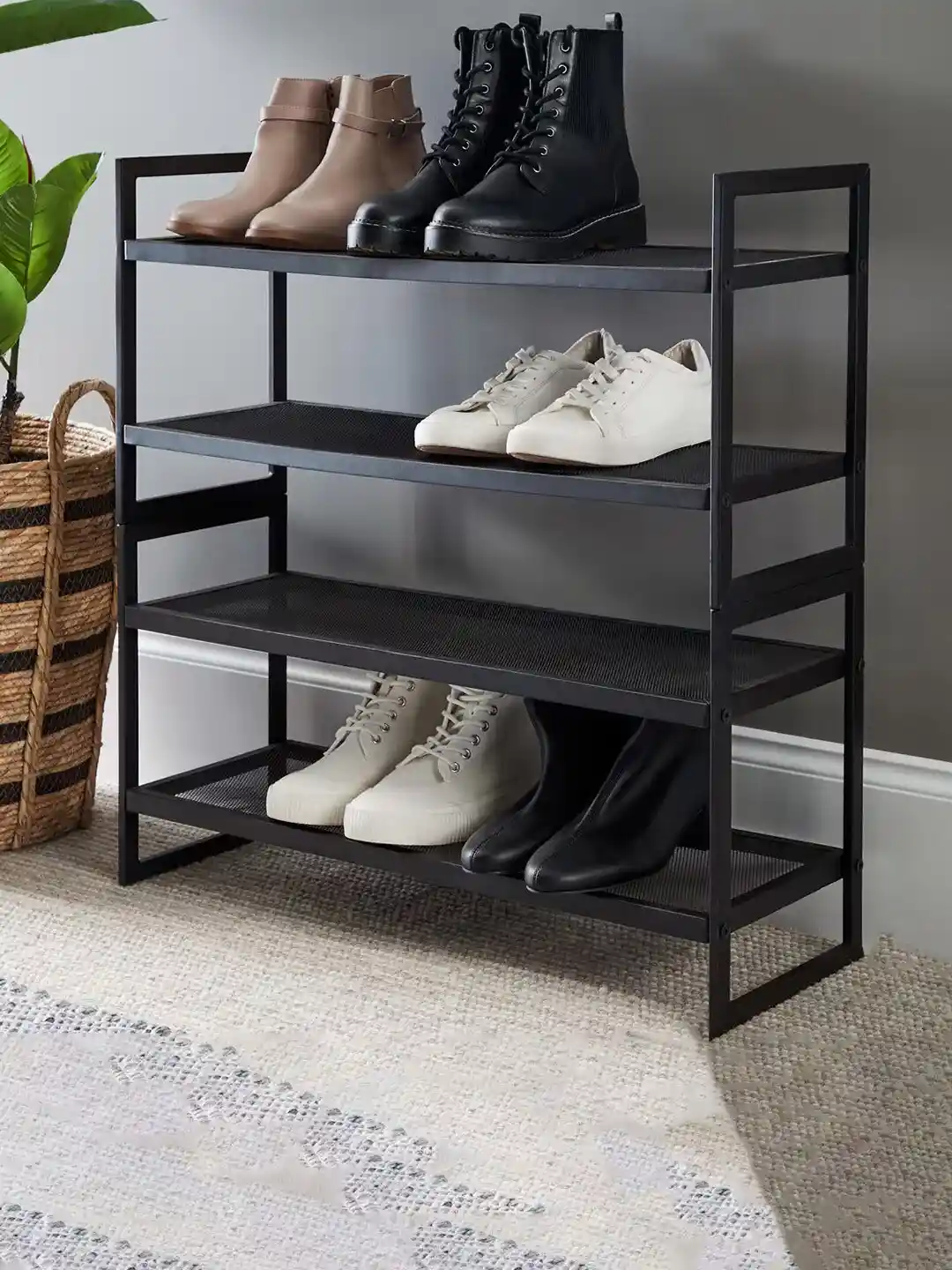 Black Tier Shoe Rack Black 2-Tier Shoe Rack – Shelving