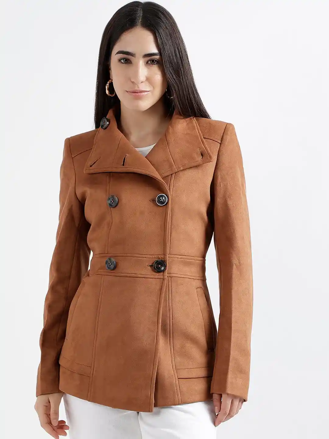 Buy ELLE Spread Collar Double-Breasted Pea Coat Coats for Women
