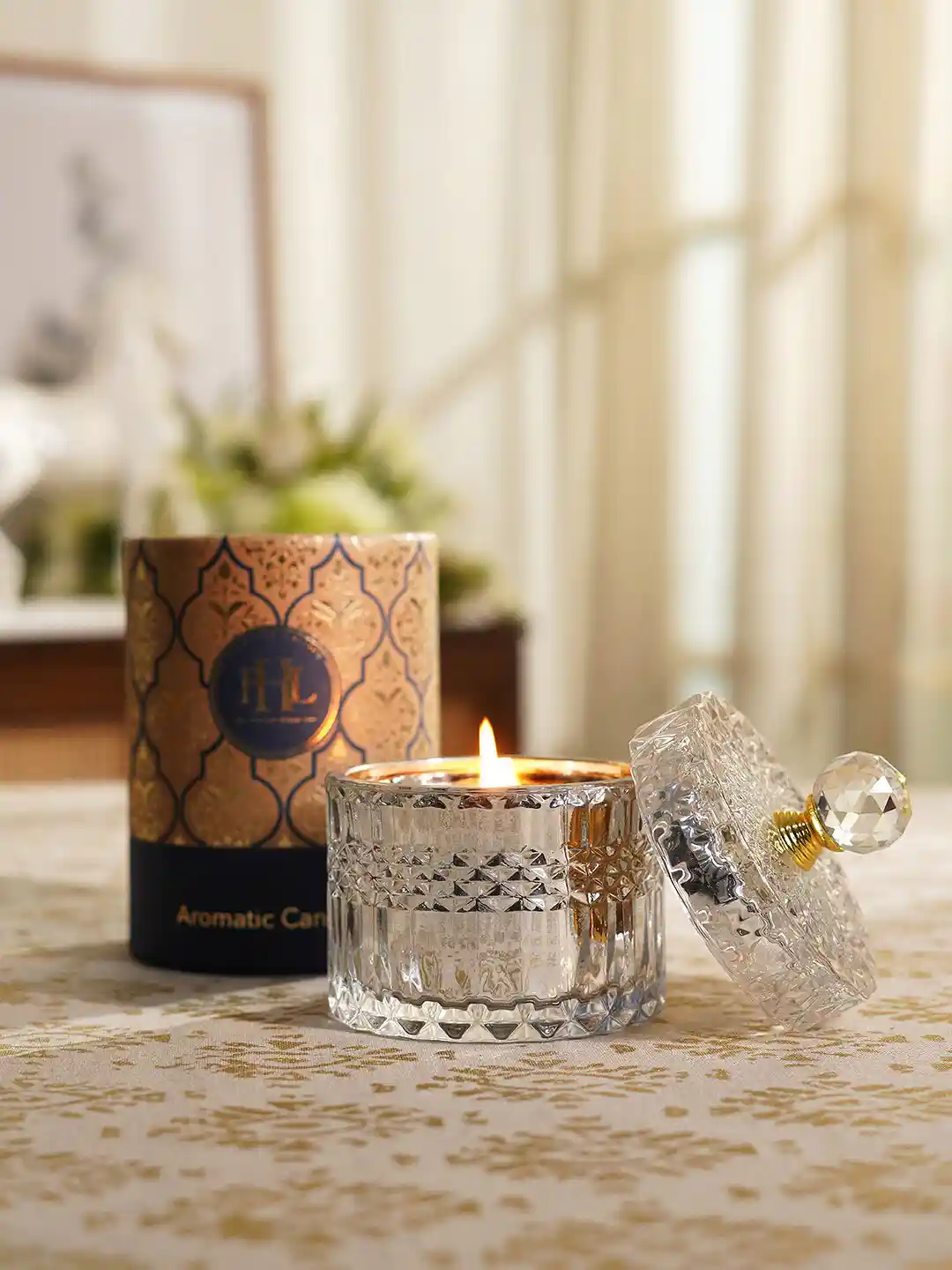 Buy Pure Home and Living Transparent Diamond Textured Glass Candle