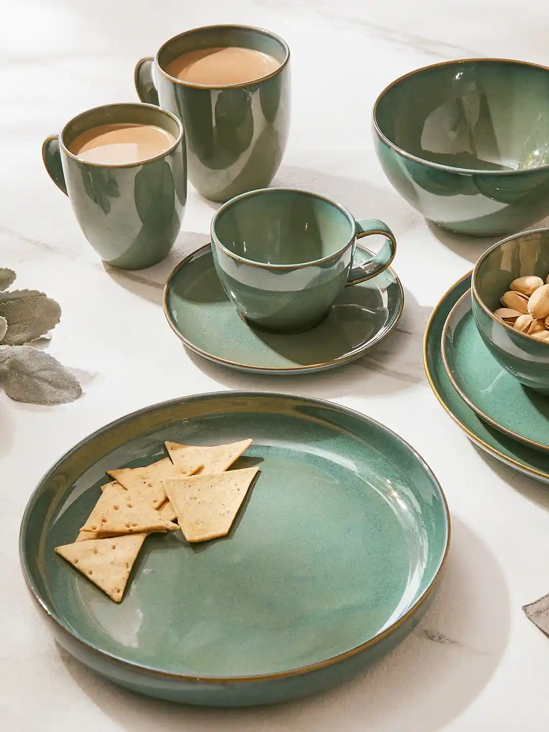 Buy Home Centre Capiz Verde Green Porcelain Dinner Plate Plates