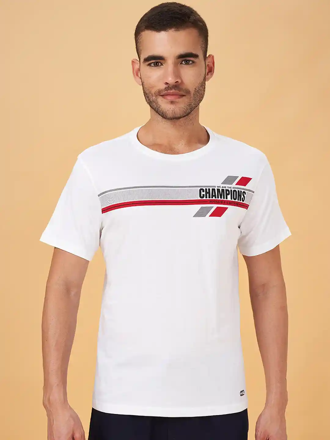 Ajile by Pantaloons Typography Printed Cotton Slim Fit T-shirt