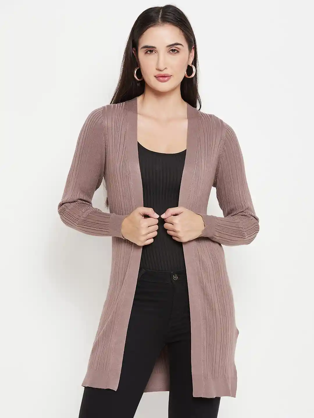 Womens Shrug Long Striped Shrug Striped Button-Front Shrug