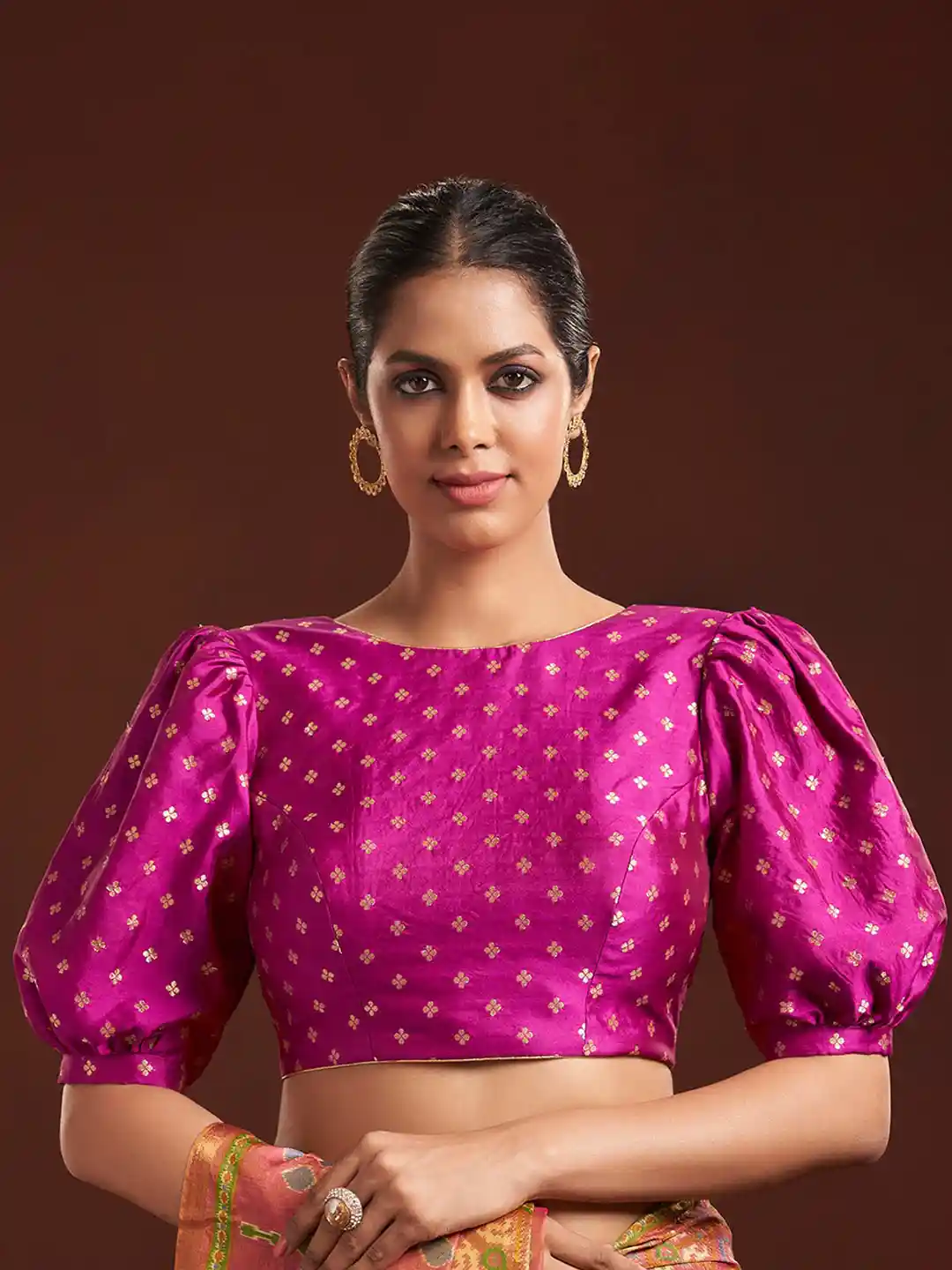 Silk Saree Blouse Designs Silk Puff Sleeve Top Silk Saree Boat
