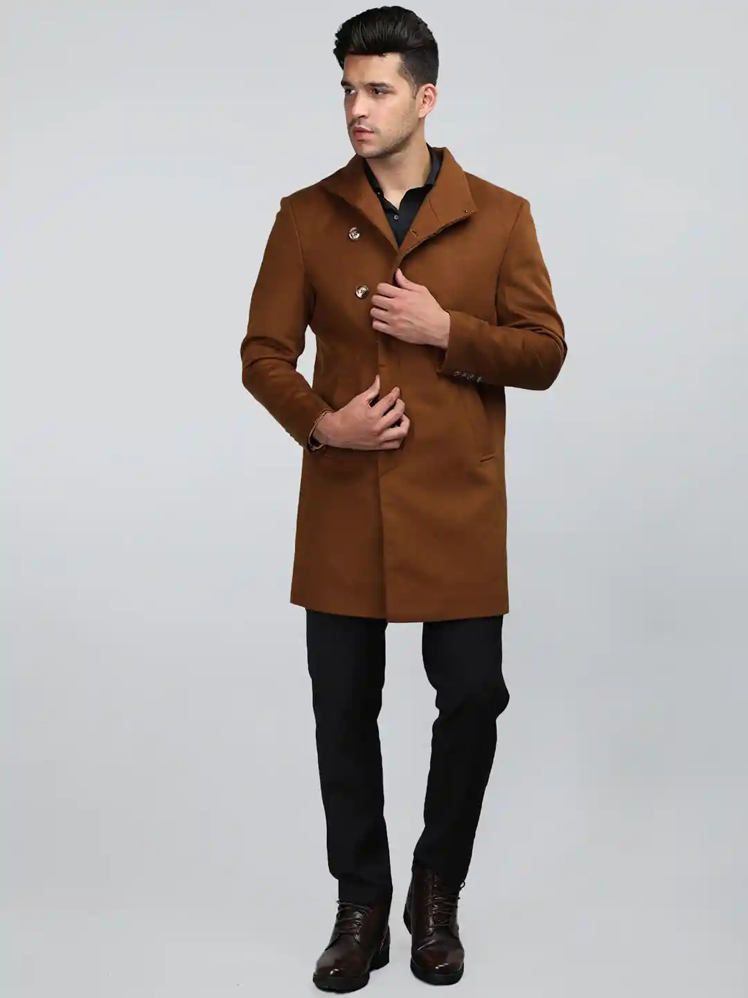 Buy CHKOKKO Men Shawl Collar Winter Wear Overcoat - Coats for Men