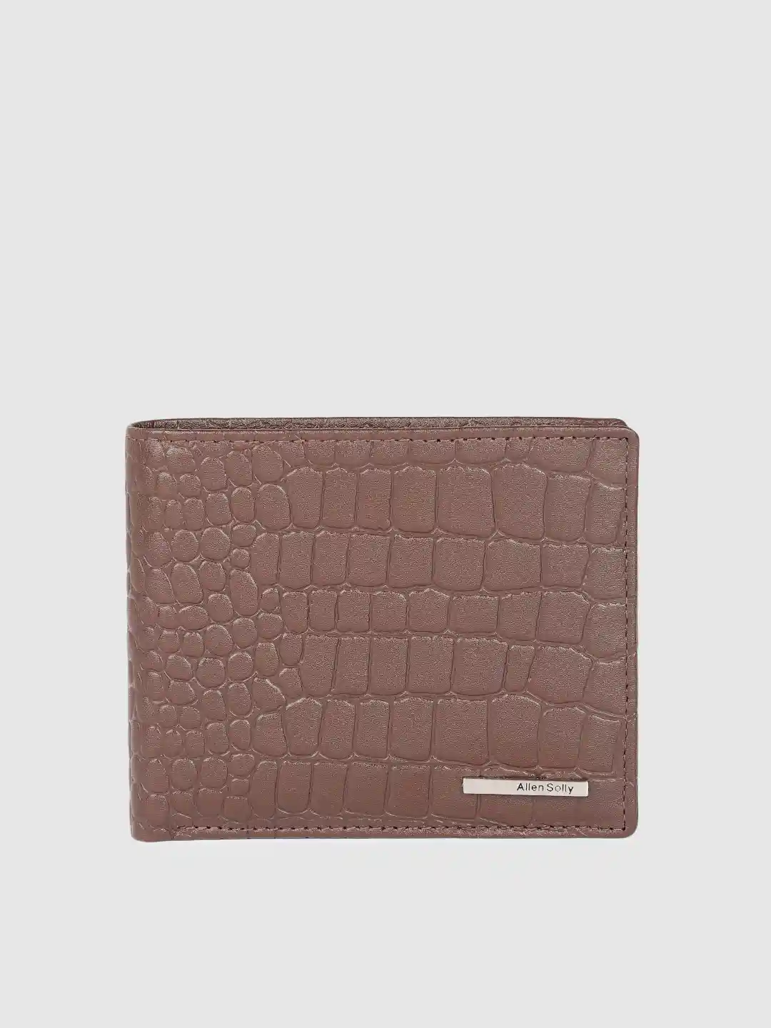 Buy Allen Solly Men Brown Textured Leather Two Fold Wallet