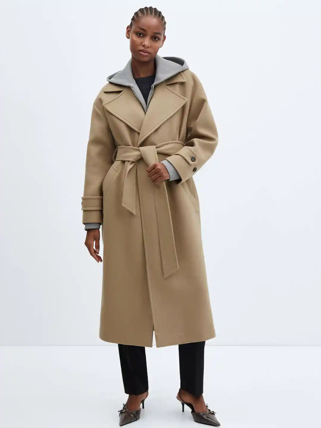 laubeblanc Signature Wide Lapel Mid Coat Double-breasted Wool coat