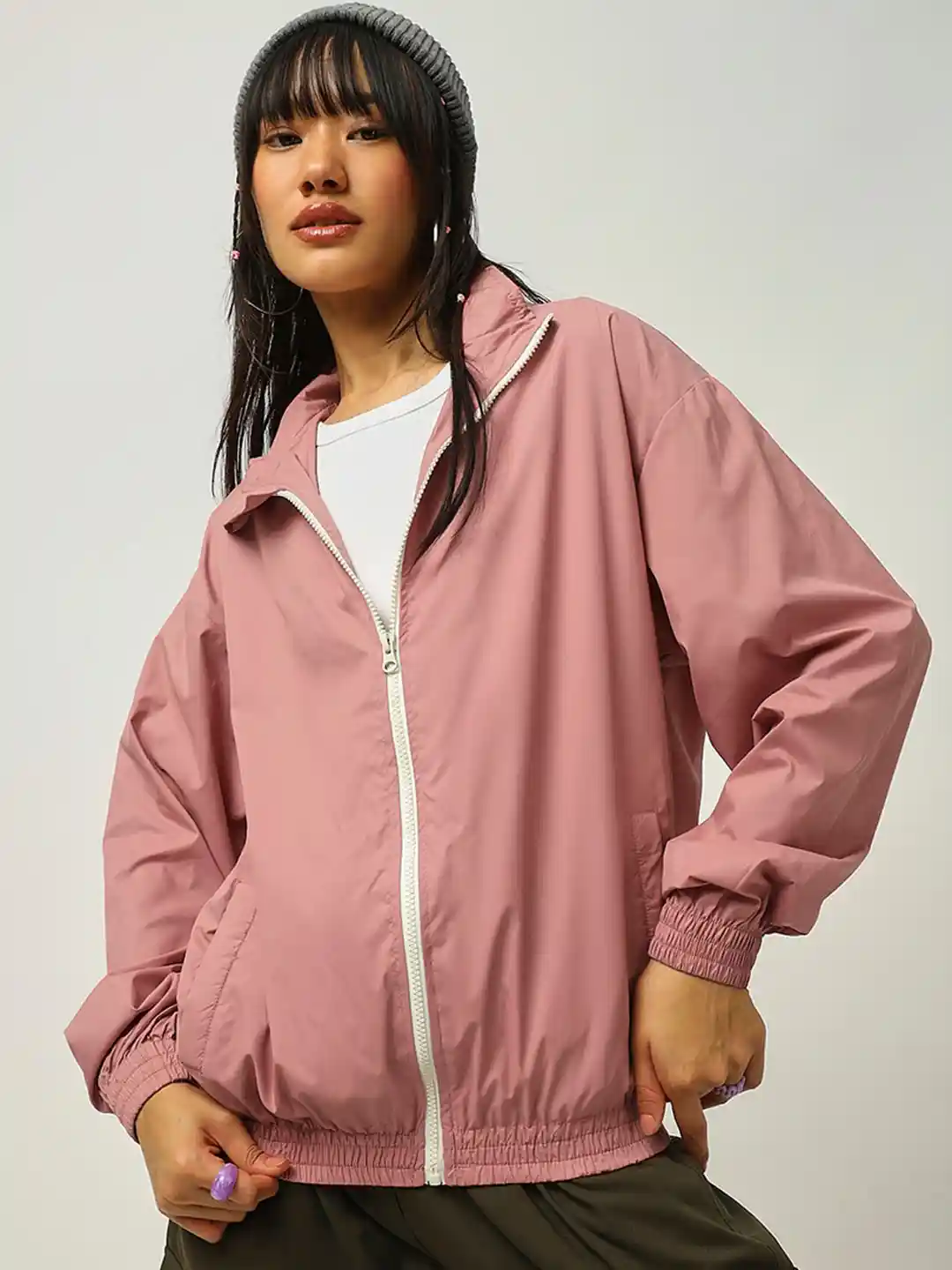 Oversized Pink Windbreaker Womens Buy Bewakoof Air Oversized Windcheater  Jacket Jackets For