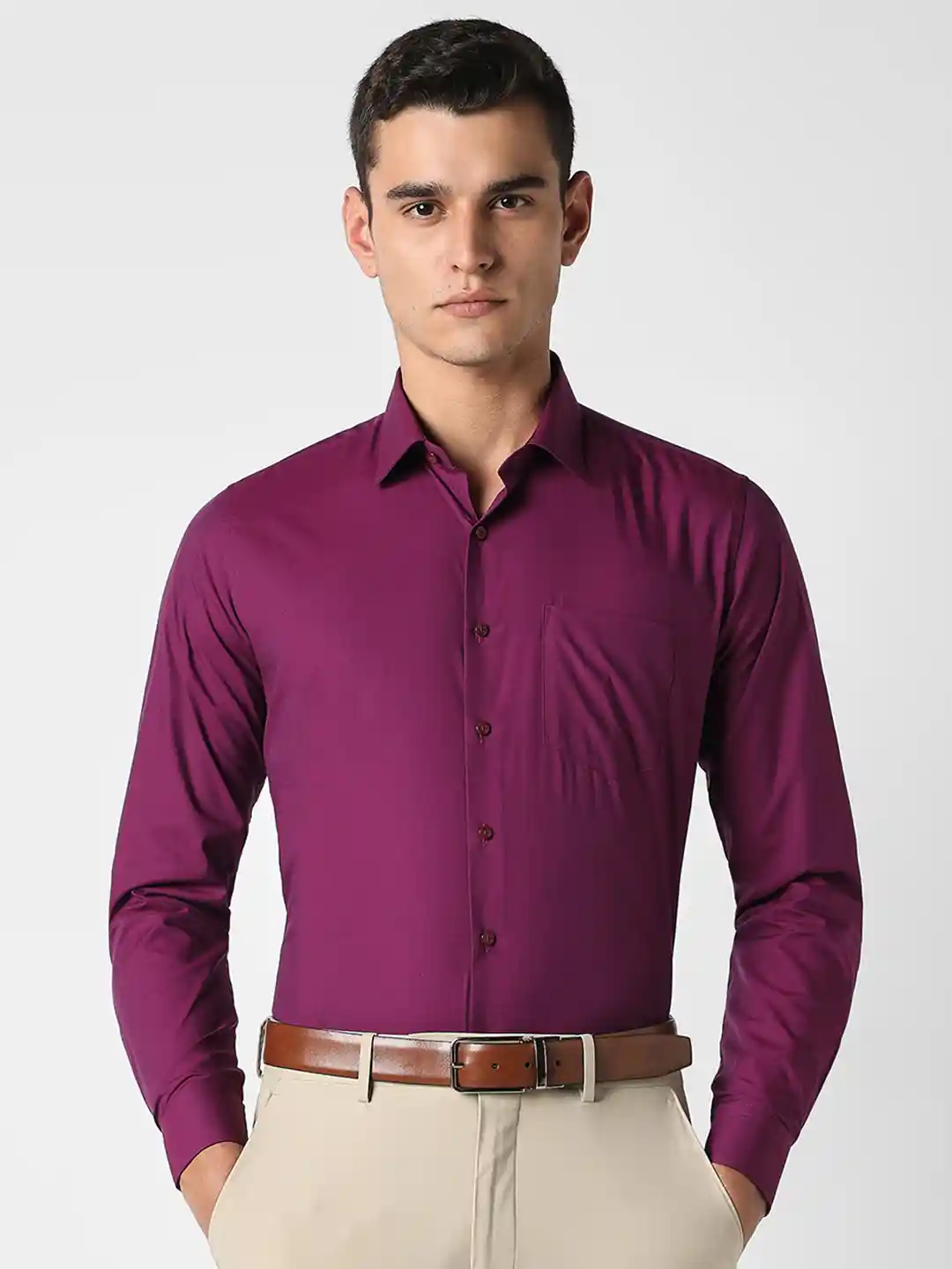 Van Heusen Men Purple Slim Fit Opaque Formal Shirt