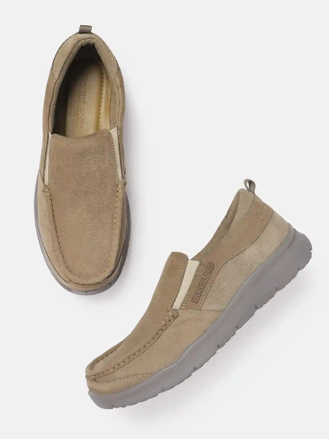 Buy Woodland Men Textured Round-Toe Nubuck Slip-On Shoes Casual