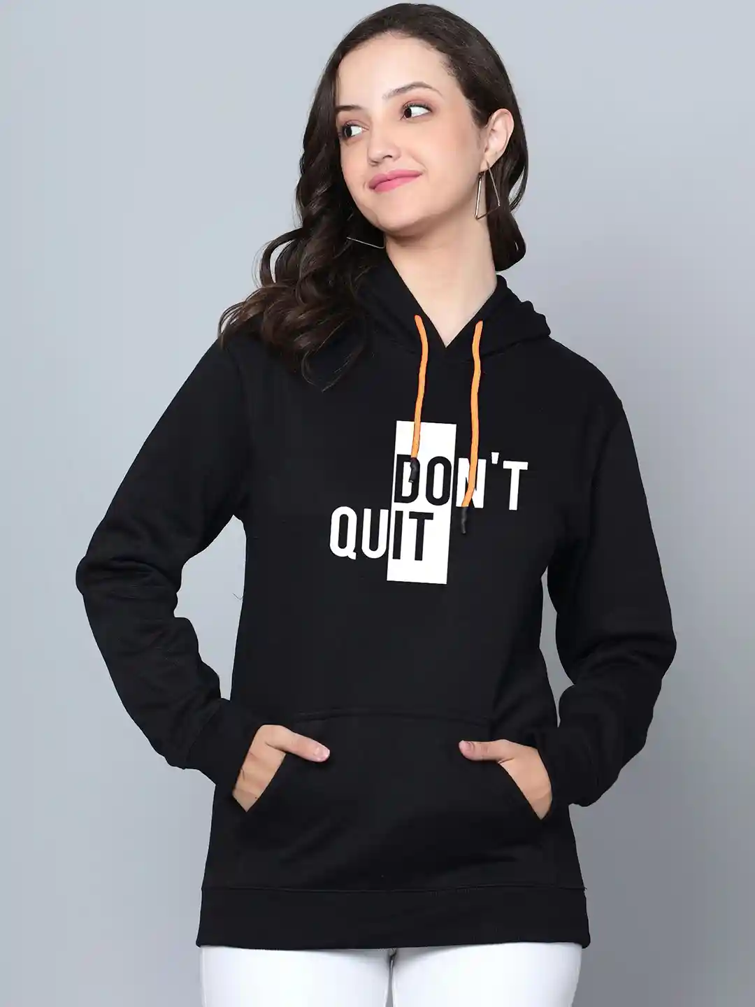 Buy Fashion And Youth Typographic Printed Hooded Fleece Sweatshirt