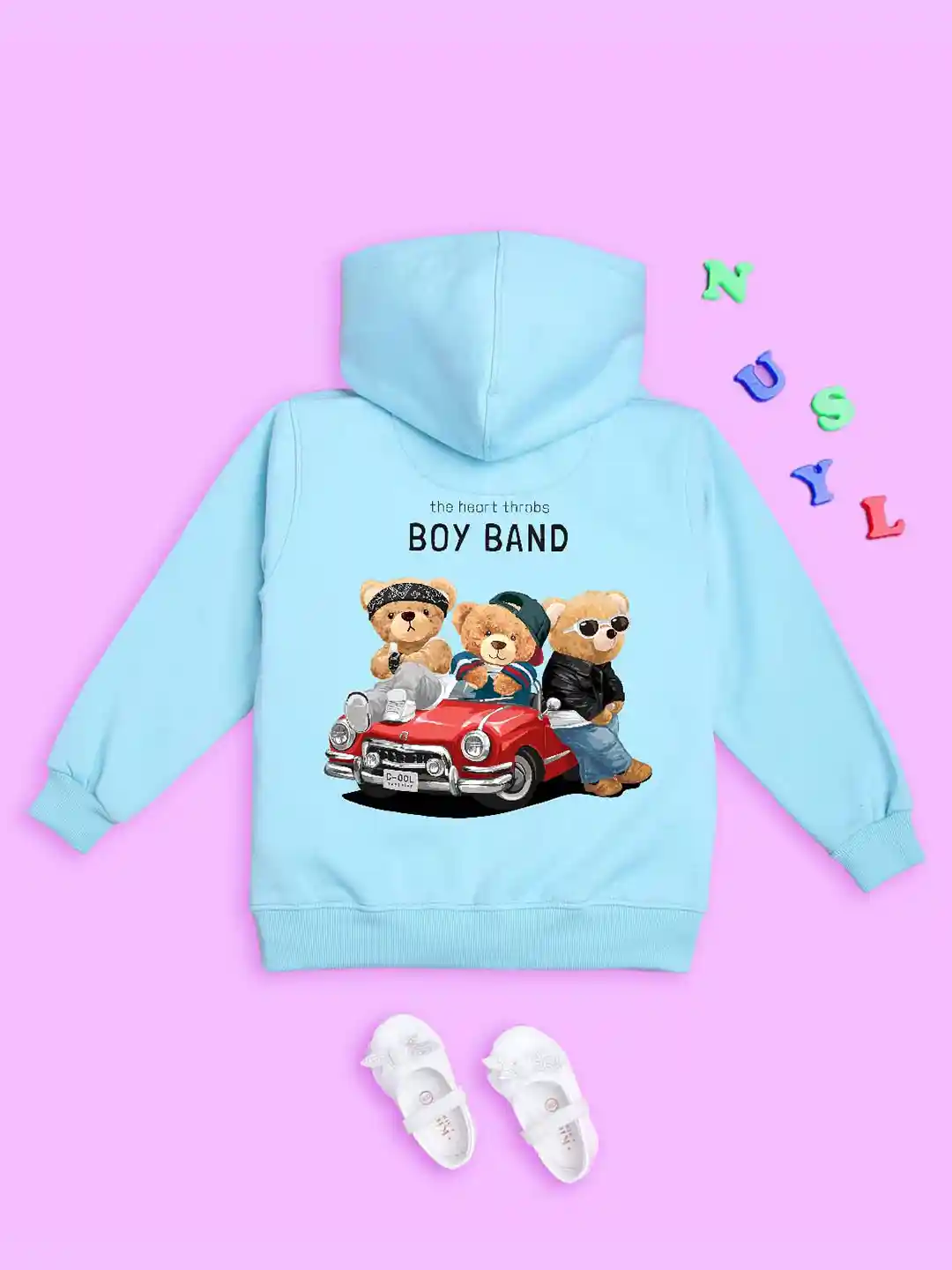 Buy NUSYL Kids Teddy Bear Printed Long Sleeves Hooded Pullover