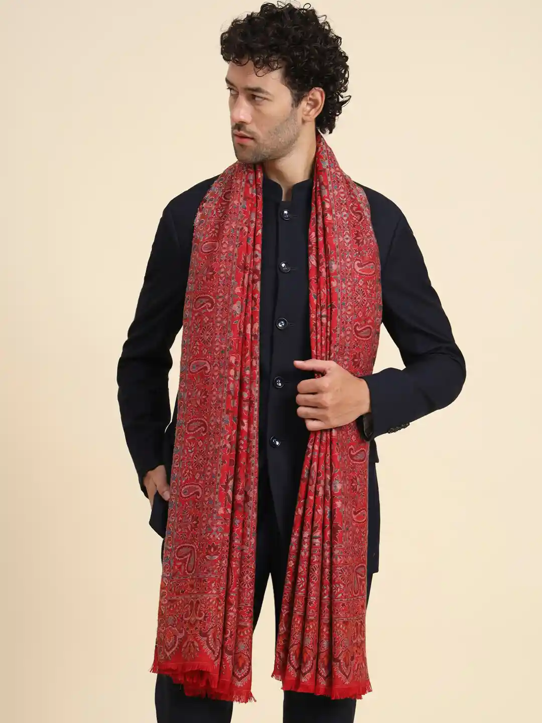 Buy Zamour Ethnic Motif Woven-Design Kashmiri Shawl Shawl for