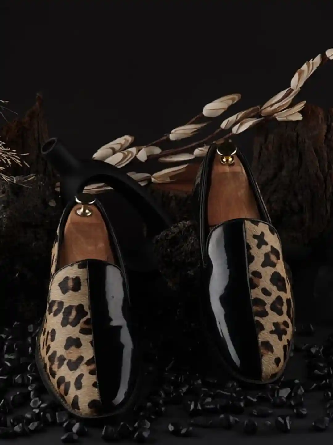 GRIFFIN Men LEOPARD Colourblocked Latex Lined Leather Comfort Insole Loafers