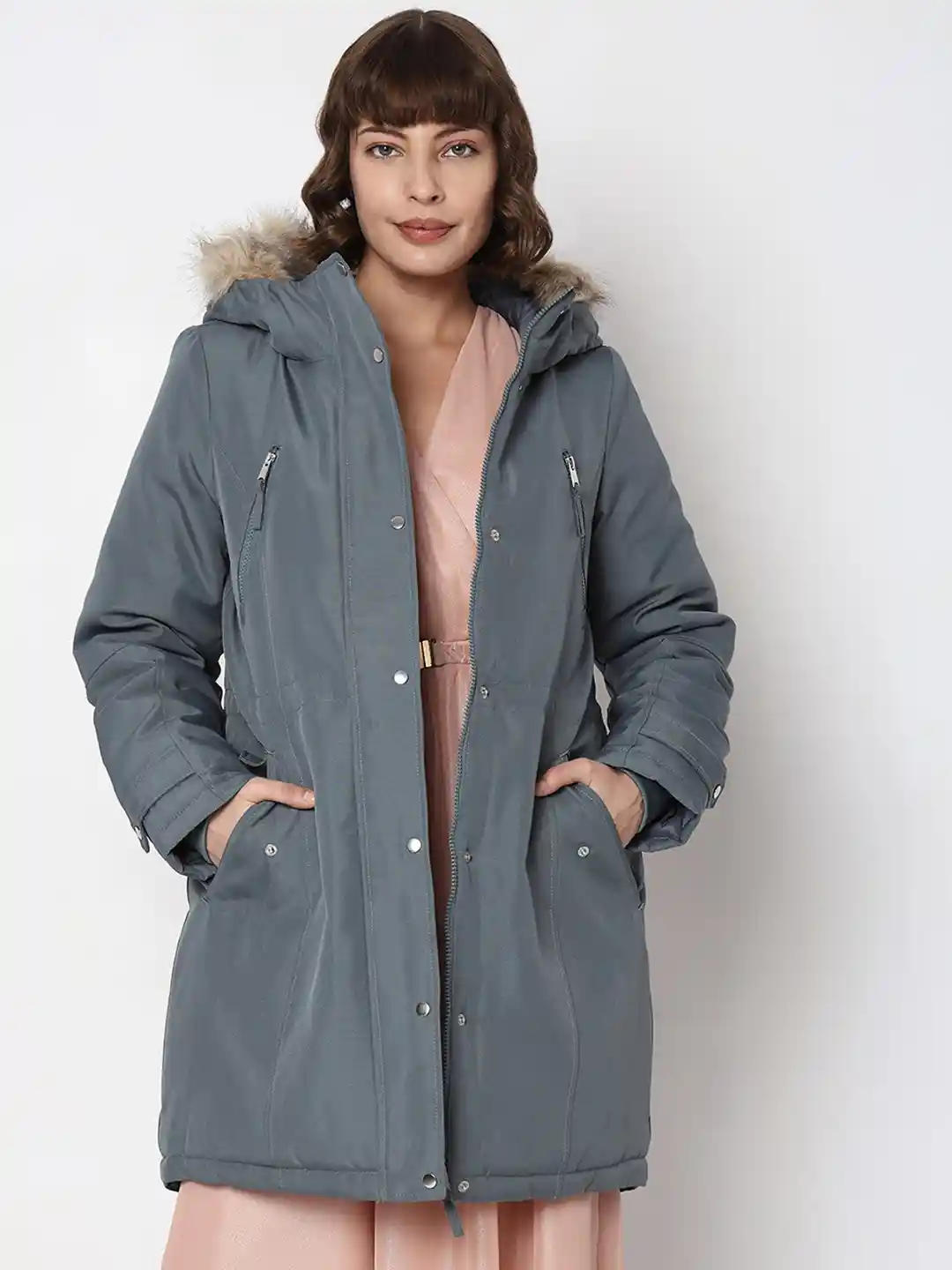 Buy Vero Moda Faux Fur Trim Detail Hooded Longline Parka Jacket