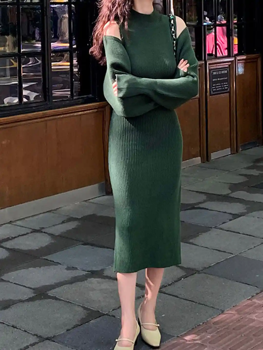 Buy LULU SKY Green Bodycon Midi Dress With Cropped Cardigan